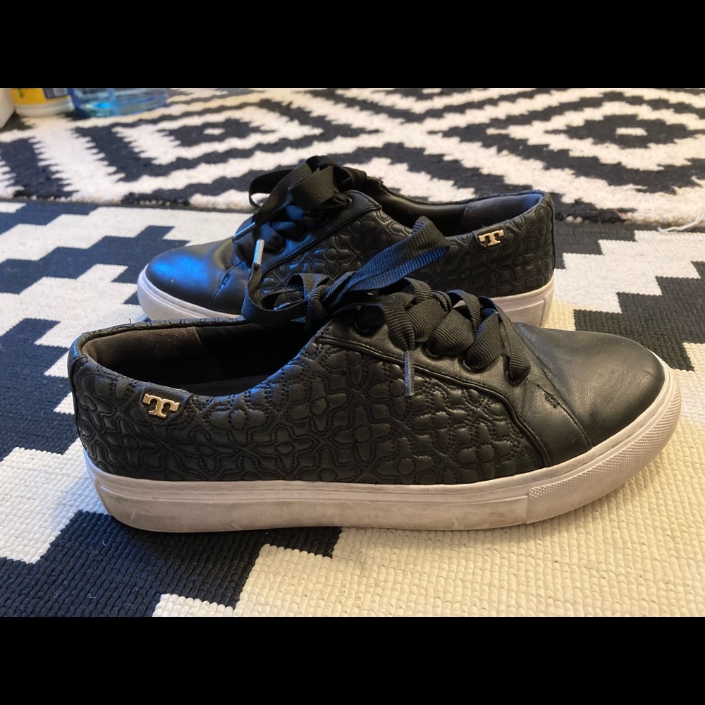 Tory Burch black leather sneakers, 8.5